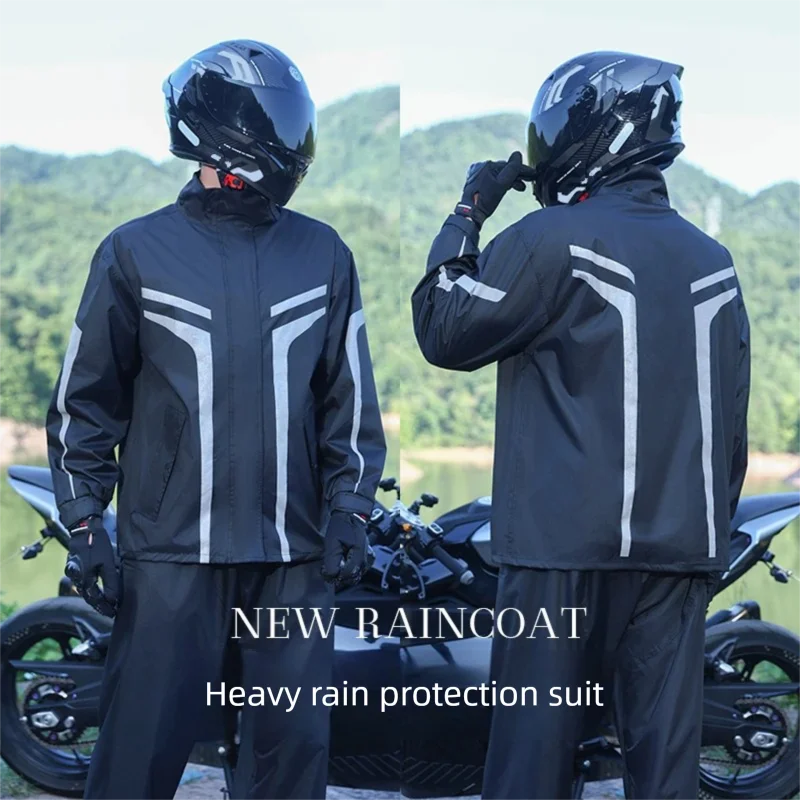 バイク用レインスーツ 防水 2ピース 反射材付き フード付き - Motorcycle Rain Suit 2 Piece のレビューと価格