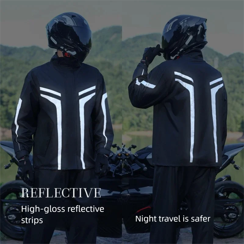 バイク用レインスーツ 防水 2ピース 反射材付き フード付き - Motorcycle Rain Suit 2 Piece のレビューと価格