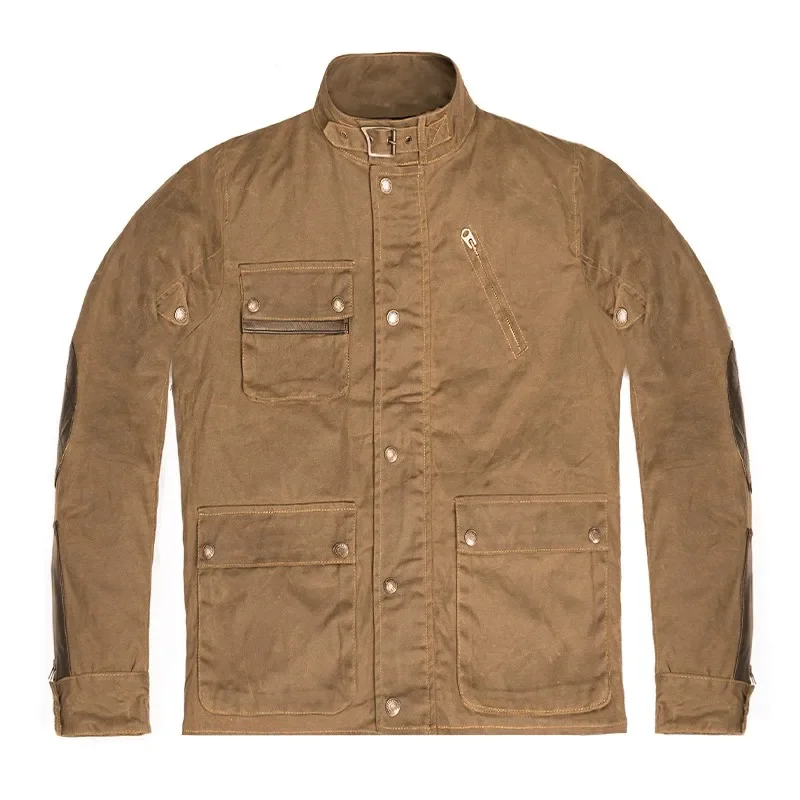 レトロバイクジャケット オイルワックスキャンバス生地 防水保 - Motorcycle Riding Jacket Waterproof のレビューと価格