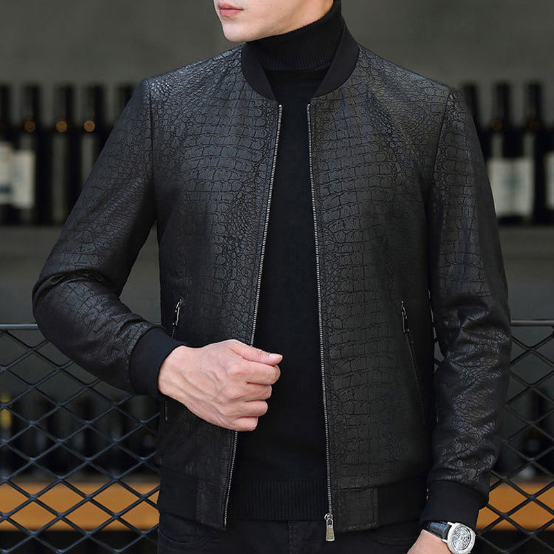 男性用本革ジャケット,春,冬,ハイエンド,シープスキン,ビジ - Leather Motorcycle Jacket Biker のレビューと価格